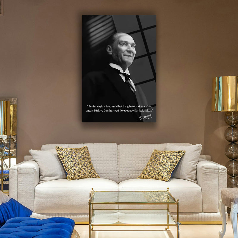 Atatürk İlelebet Cumhuriyet Sözü Cam Tablo – ATA181