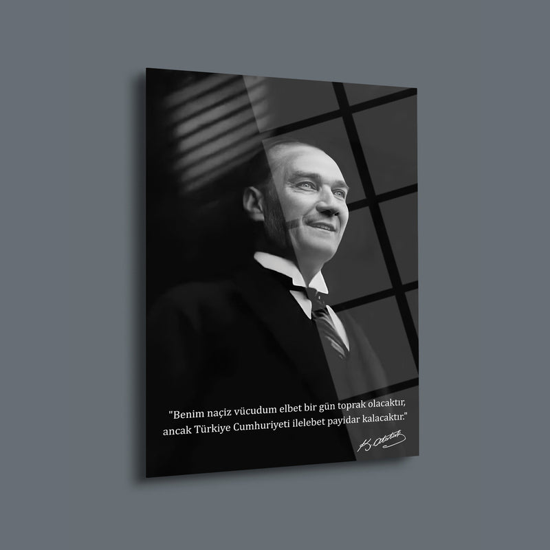 Atatürk İlelebet Cumhuriyet Sözü Cam Tablo – ATA181