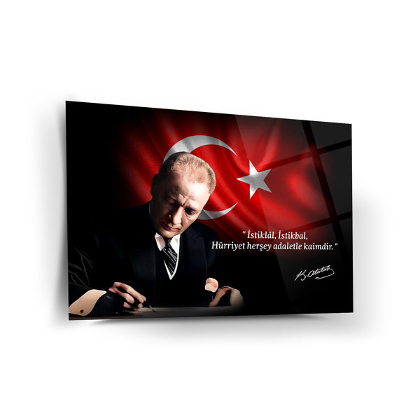 Atatürk’ün “İstiklâl, İstikbal, Hürriyet Her Şey Adaletle Kaimdir” Sözü ile Cam Tablo – ATA218