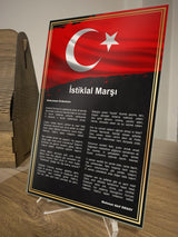 14 x 20 cm masaüstü Atatürk cam tablo, şeffaf pleksi ayaklı - ATA234