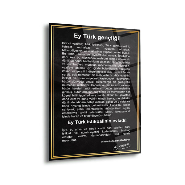Atatürk Gençliğe Hitabe Cam Tablo – ATA233