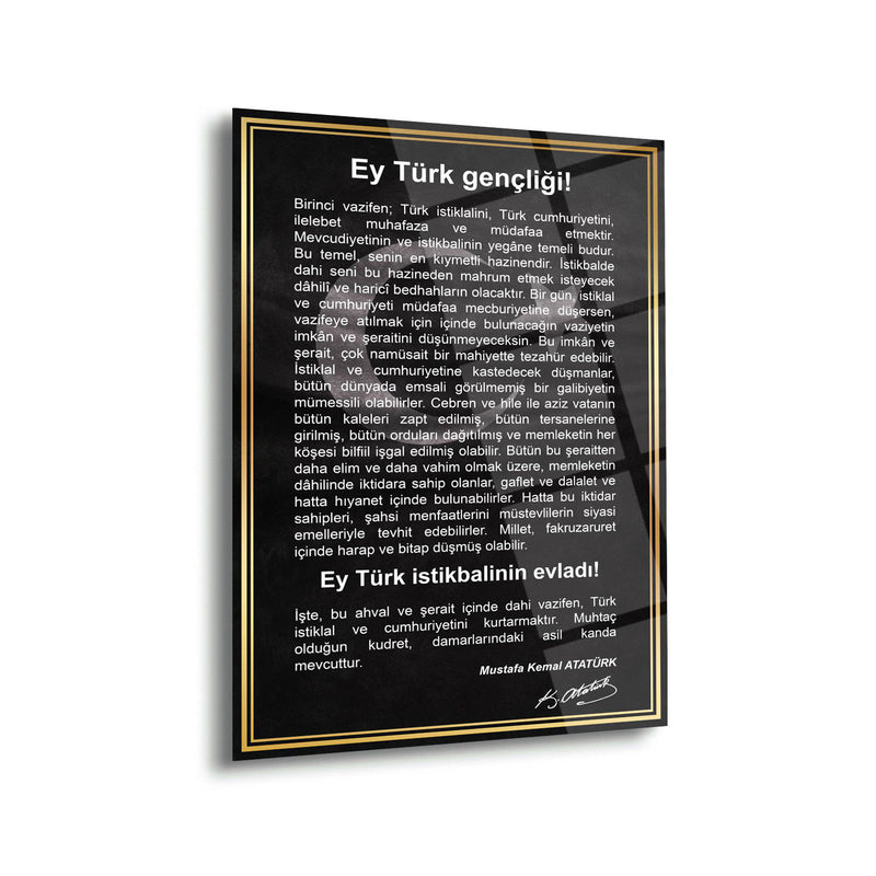 Atatürk Gençliğe Hitabe Cam Tablo – ATA233