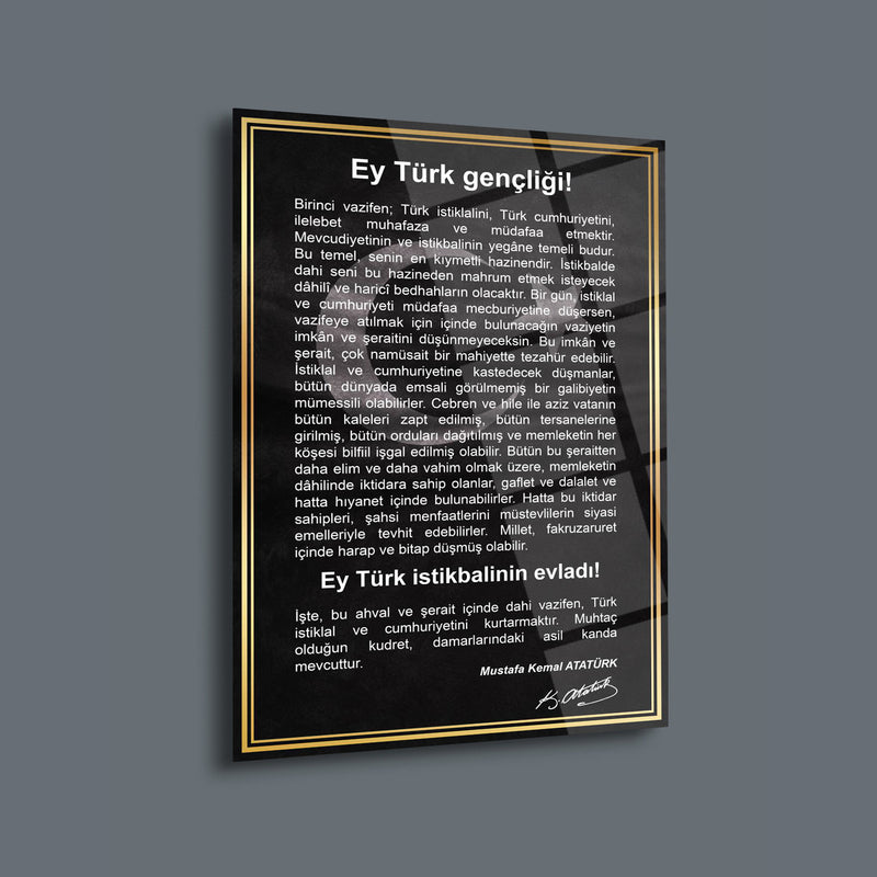 Atatürk Gençliğe Hitabe Cam Tablo – ATA233