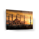 Gün Batımında Sultanahmet Camii Cam Tablo - ISL249