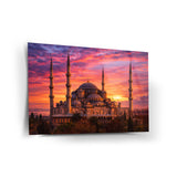 Gün Batımında Sultanahmet Camii Cam Tablo - ISL254