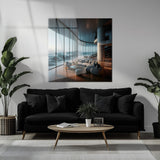 Modern Deniz Manzaralı Lüks Villa Cam Tablo - MODK014