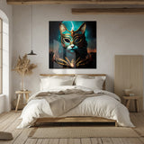 Maskeli Gizemli Kedi Modern Cam Tablo - MODK024