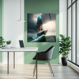 Fırtınadaki Yelkenli Modern Kare Cam Tablo - MODK052