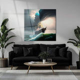 Fırtınadaki Yelkenli Modern Kare Cam Tablo - MODK052