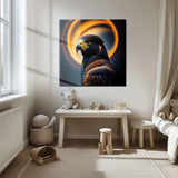 Altın Işıklı Kartal Modern Kare Cam Tablo - MODK053
