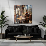 Osmanlı Satranç Sahnesi Modern Kare Cam Tablo - MODK057