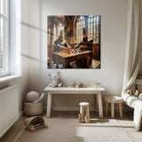 Osmanlı Satranç Sahnesi Modern Kare Cam Tablo - MODK057