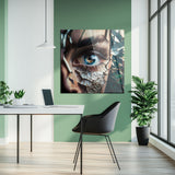 Kırılmış Cam Efektli Mavi Göz Modern Kare Cam Tablo - MODK060