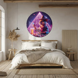 Neon Kovboy Fare Yuvarlak Cam Tablo - MODY088