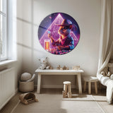 Neon Kovboy Fare Yuvarlak Cam Tablo - MODY088
