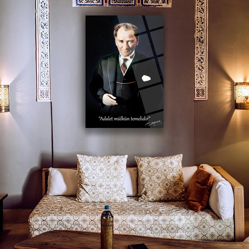 Adalet Mülkün Temelidir Atatürk Cam Tablo – ATA239