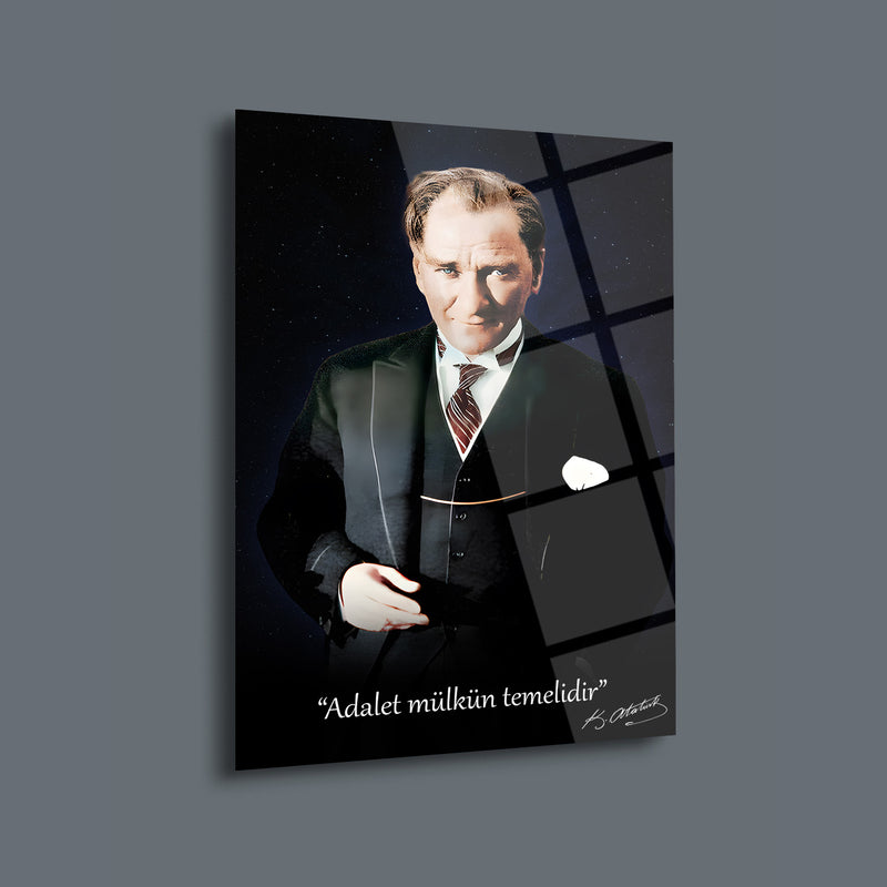 Adalet Mülkün Temelidir Atatürk Cam Tablo – ATA239