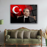 Atatürk Türk Bayrağı Arka Plan Cam Tablo – ATA273