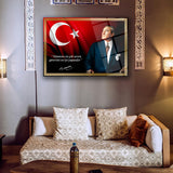 Mustafa Kemal Atatürk Cam Tablo | "Vatanını En Çok Seven..." Sözü ve Bayrak - ATA123