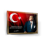 Mustafa Kemal Atatürk Cam Tablo | "Vatanını En Çok Seven..." Sözü ve Bayrak - ATA123