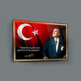 Mustafa Kemal Atatürk Cam Tablo | "Vatanını En Çok Seven..." Sözü ve Bayrak - ATA123