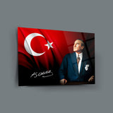 Atatürk İmzalı Türk Bayrağı Temalı Cam Tablo – ATA223