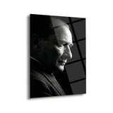 Mustafa Kemal Atatürk Dramatik Işık Yandan Portre Cam Tablo – ATA301