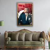 Mustafa Kemal Atatürk İmzalı Türk Bayraklı Modern Cam Tablo – ATA304