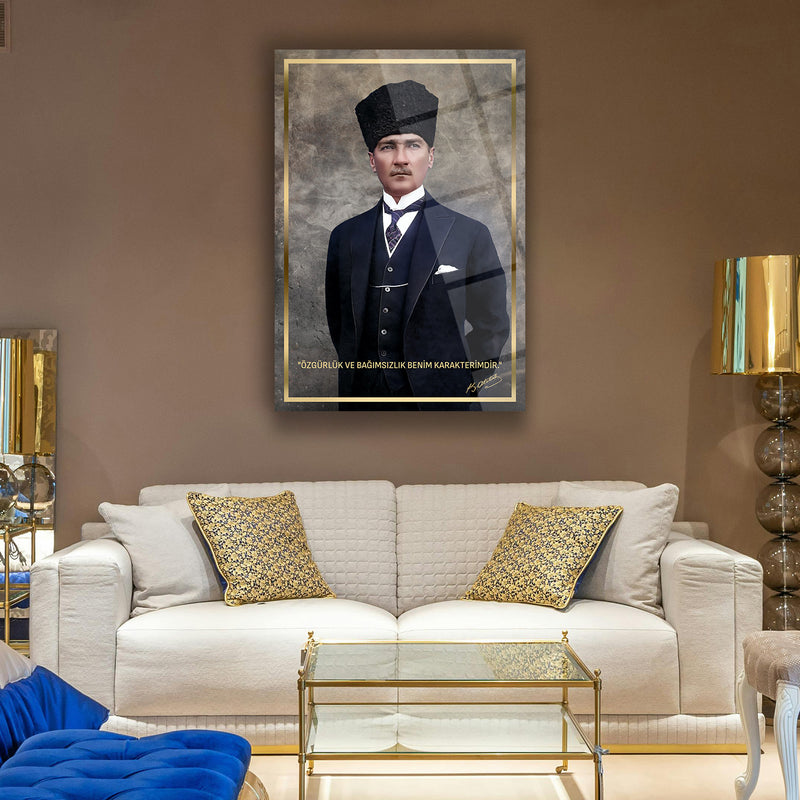 Atatürk Cam Tablo – “Özgürlük ve Bağımsızlık Benim Karakterimdir” – ATA250