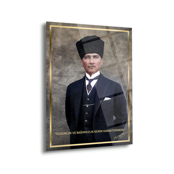 Atatürk Cam Tablo – “Özgürlük ve Bağımsızlık Benim Karakterimdir” – ATA250