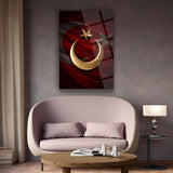 Türk Bayrağı Altın Hilal Yıldız Cam Tablo – ATA276