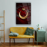 Türk Bayrağı Altın Hilal Yıldız Cam Tablo – ATA276