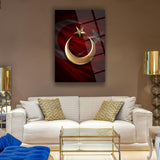 Türk Bayrağı Altın Hilal Yıldız Cam Tablo – ATA276