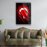 Türk Bayrağı Modern Hilal Yıldız Cam Tablo – ATA280