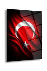 Türk Bayrağı Modern Hilal Yıldız Cam Tablo – ATA280