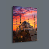Gün Batımında Sultanahmet Camii Cam Tablo - ISL248