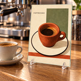 Espresso MOD165, iki şeffaf pleksi ayaklı 14×20 cm masaüstü cam tablo.