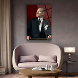 Atatürk Portre Cam Tablo – Kırmızı Arka Plan – ATA257