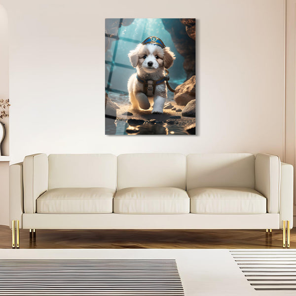 Sevimli Asker Köpeği Cam Tablo - MOD095