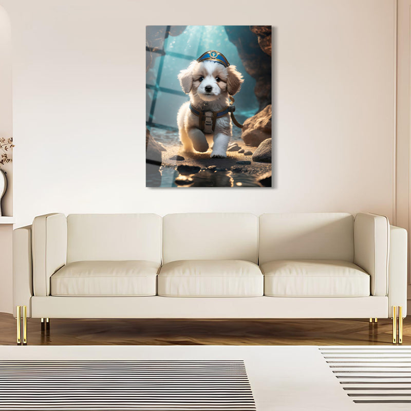 Sevimli Asker Köpeği Cam Tablo - MOD095