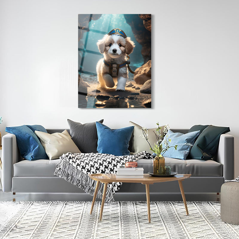 Sevimli Asker Köpeği Cam Tablo - MOD095