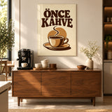 Önce Kahve cam tablo MOD164, modern mutfakta kahve dolabı üzerindeki duvarda.