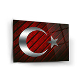 Türk Bayrağı Metal Efektli Cam Tablo – ATA316